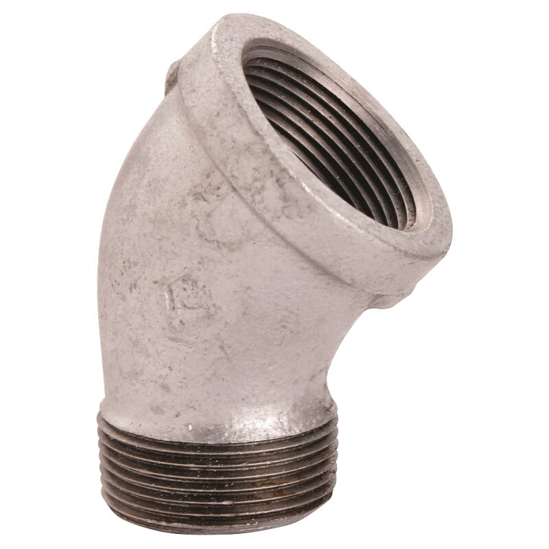 ProSource Schedule 40 Galvanized 45° Street Pipe Elbow, 1 1/2-In Threaded x 1 1/2-In Threaded