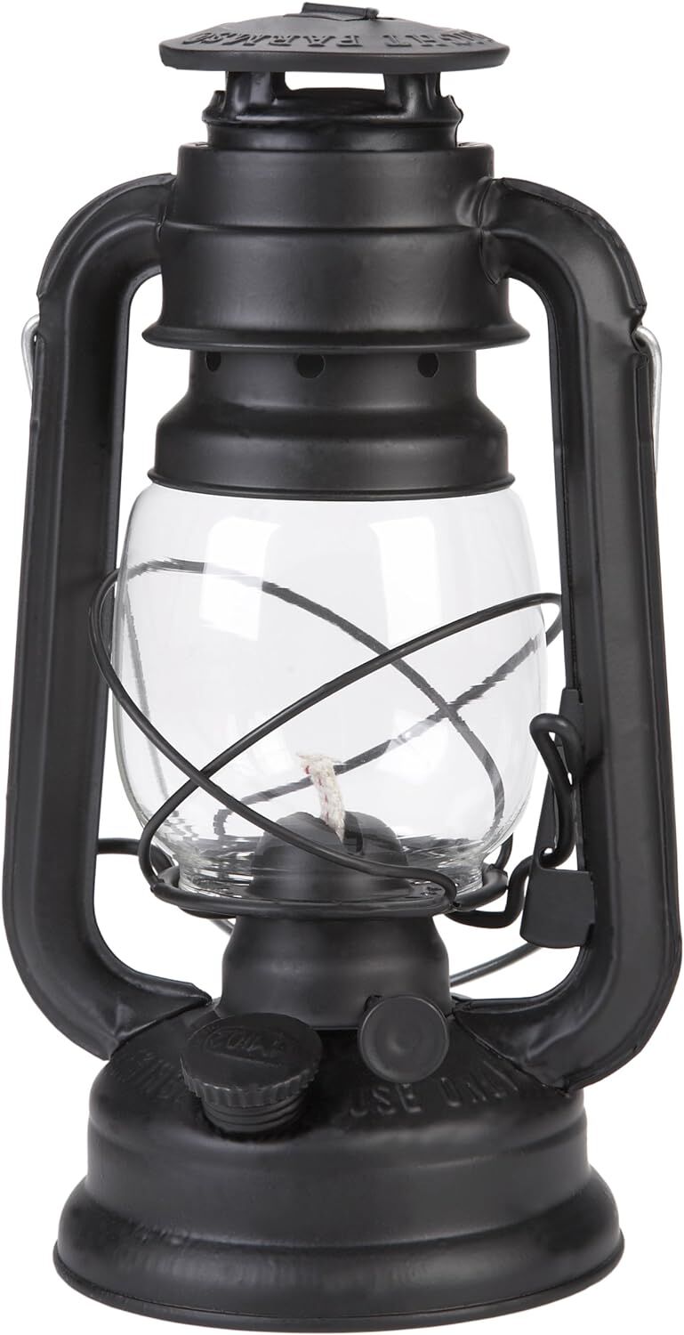 Lamplight Large Black Paraffin Oil Hurricane Lamp, 9-In