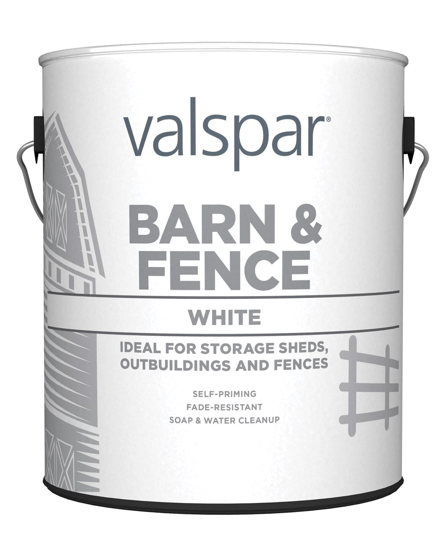 Valspar Barn & Fence Exterior Latex Paint Flat White, 1-Gal