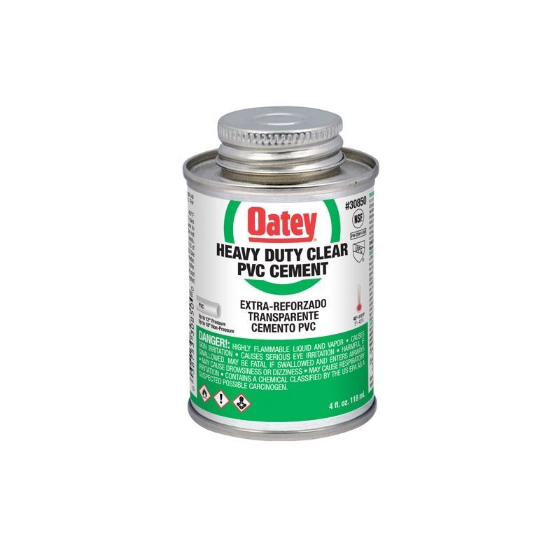 Oatey Heavy Duty Clear PVC Cement, 4-Oz