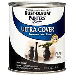 Rust-Oleum Painter’s Touch Ultra Cover Premium Latex Paint Flat Black, 1-Qt