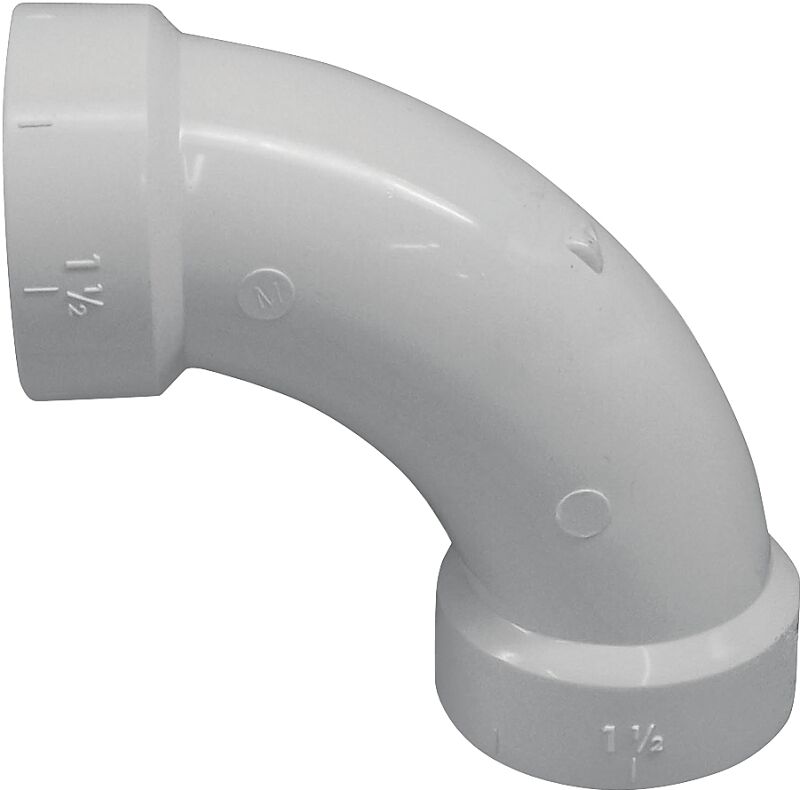 Canplas PVC Long Sweep 90° Elbow, 1 1/2-In Hub x 1 1/2-In Hub