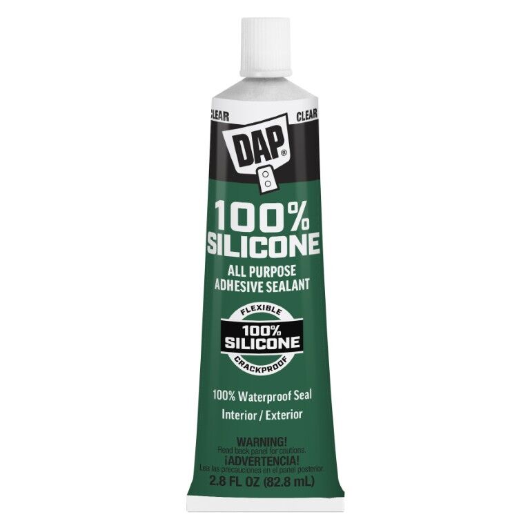 DAP All Purpose 100% Silicone Clear Rubber Adhesive Sealant, 2.8-Oz