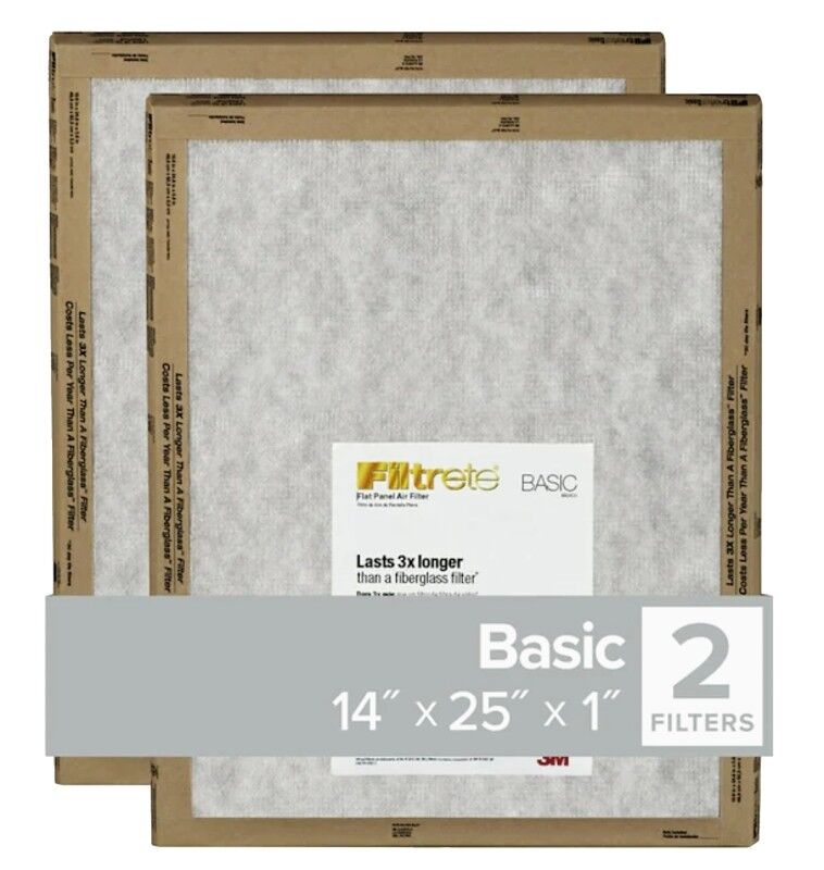 Filtrete Basic MERV 2 Air Filter, 25-In x 14-In x 1-In