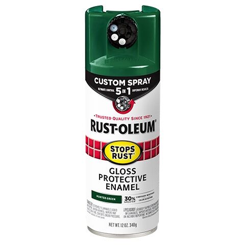 Rust-Oleum Protective Enamel Gloss Hunter Green Custom Spray 5-In-1, 12-Oz