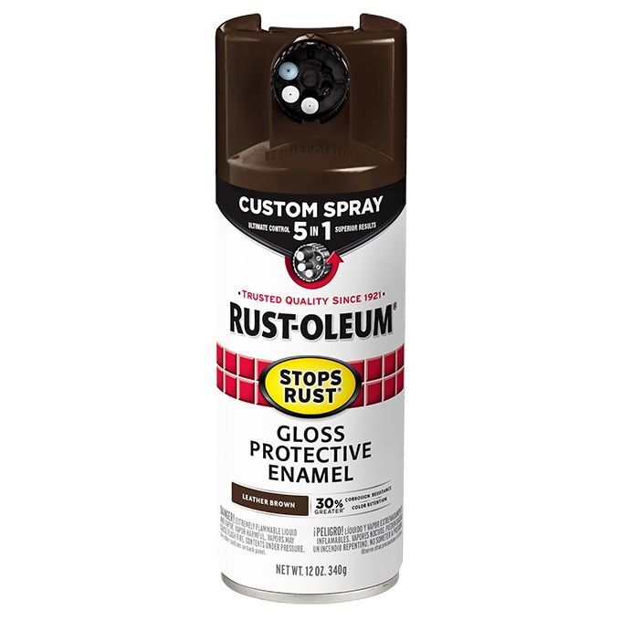Rust-Oleum Stops Rust Gloss Leather Brown Protective Enamel Custom 5-In-1 Spray Paint, 12-Oz