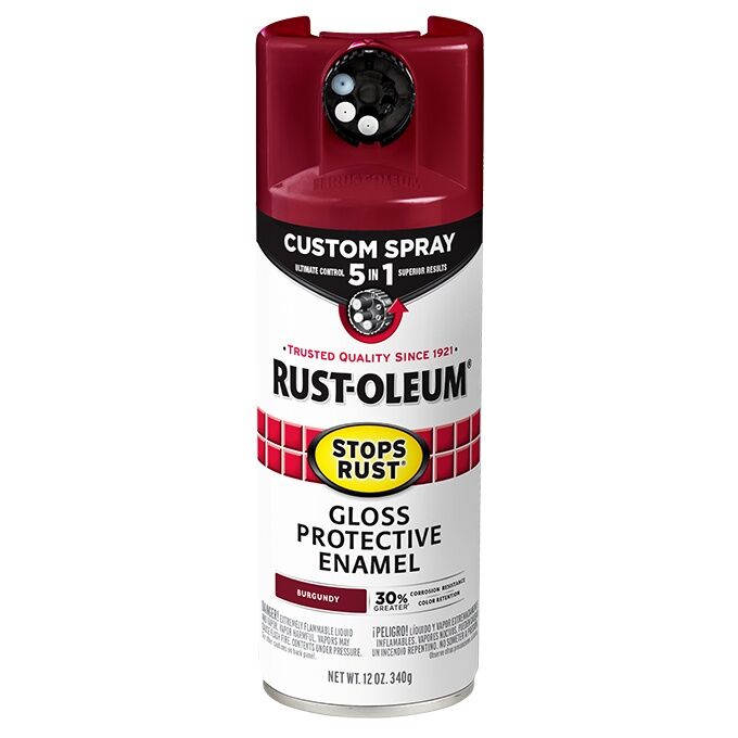 Rust-Oleum Protective Enamel Custom Spray 5-in-1 Gloss Burgundy Spray Paint, 12-Oz