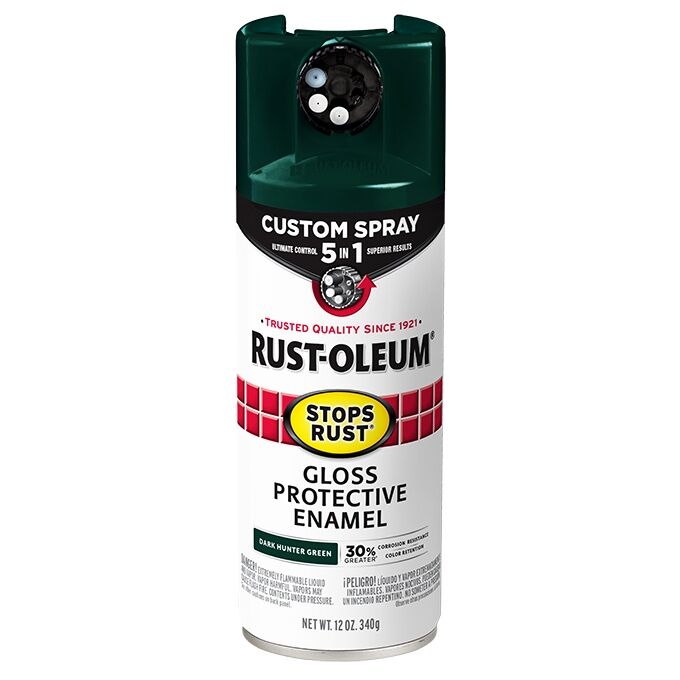 Rust-Oleum Stops Rust Gloss Dark Hunter Green Protective Enamel Custom Spray 5-In-1, 12-Oz