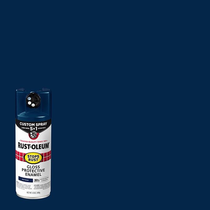 Rust-Oleum Stops Rust Protective Enamel 5-In-1 Gloss Navy Blue Custom Spray, 12-Oz