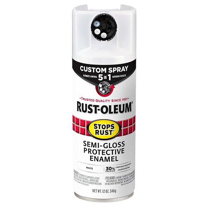 Rust-Oleum Protective Enamel Custom Semi-Gloss White Spray 5-in-1, 12-Oz