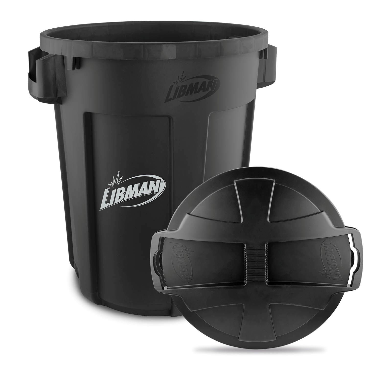 Libman Black Trash Can with Lid, 32-Gal