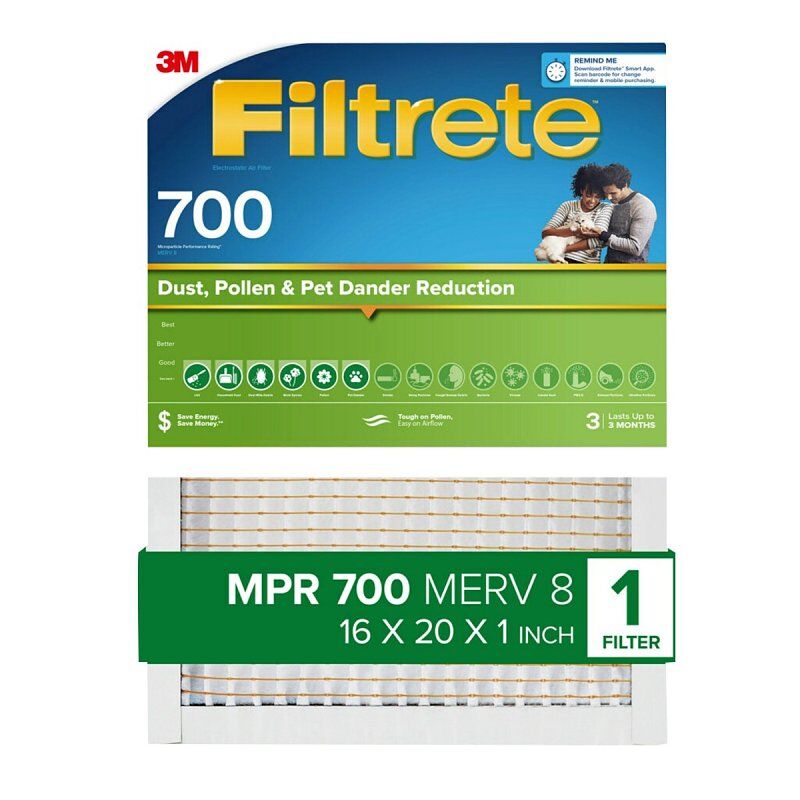 Filtrete MPR 700 MERV 8 Dust, Pollen, & Pet Dander Reduction Air Filter, 16-In x 20-In x 1-In