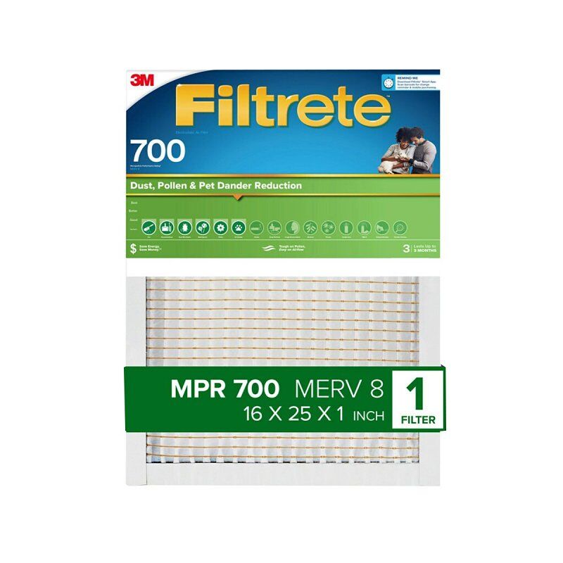 Filtrete MPR 700 MERV 8 Dust, Pollen, & Pet Dander Reduction Air Filter, 16-In x 25-In x 1-In