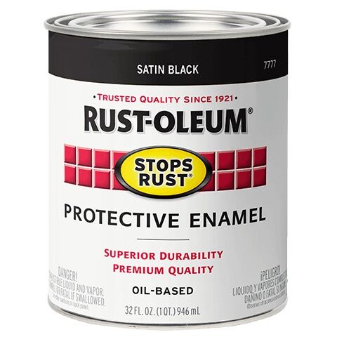 Rust-Oleum Stops Rust Protective Enamel Paint Satin Black, 1-Qt