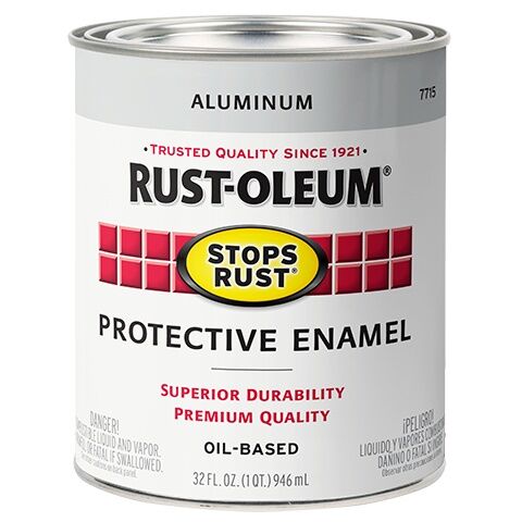 Rust-Oleum Stops Rust Brush-On Paint Gloss Aluminum, 1-Qt