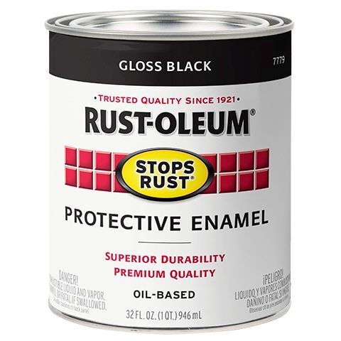 Rust-Oleum Stops Rust Brush-On Paint Gloss Black, 1-Qt