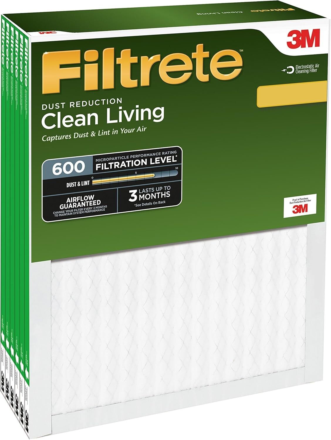 Filtrete MPR 600 MERV 6 Clean Living Dust Reduction AC/Furnace Filter, 1-In x 14-In x 20-In