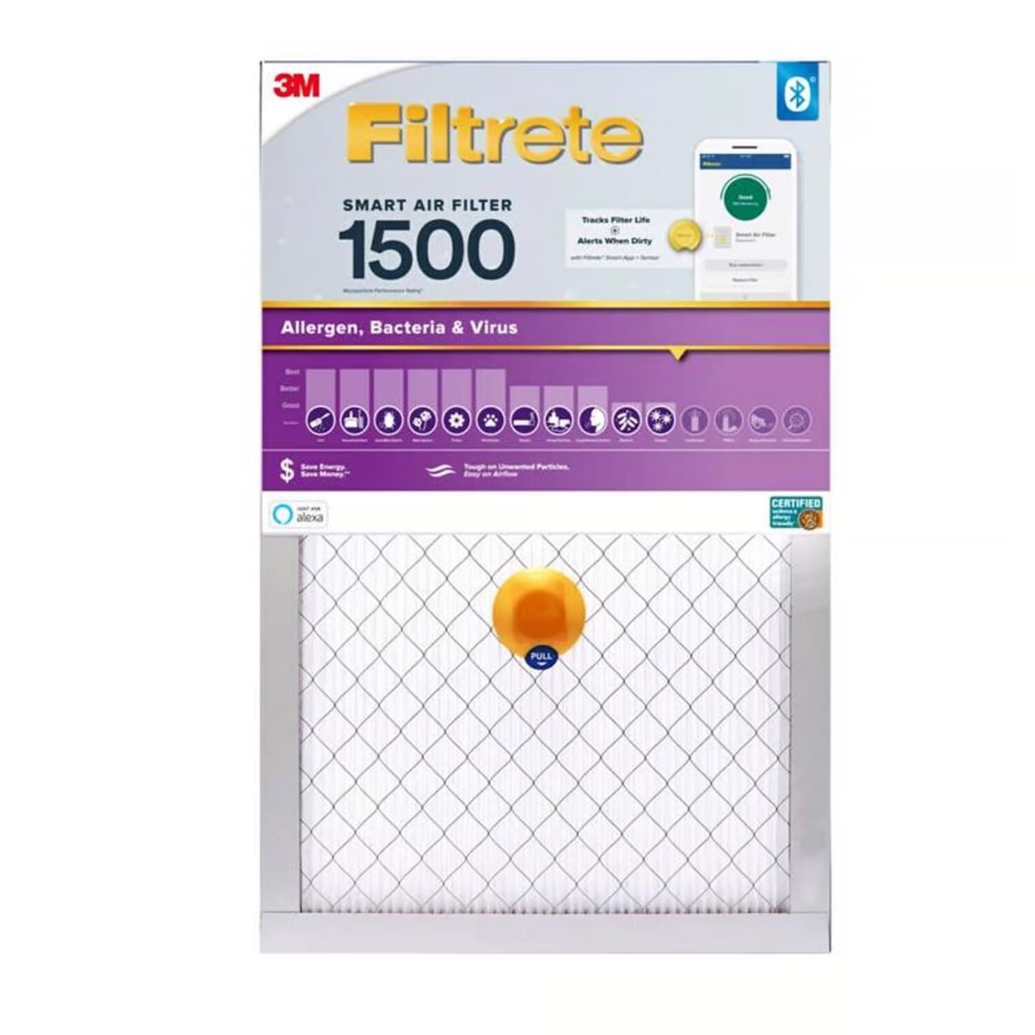 Filtrete Smart MPR 1500 Allergen, Bacteria & Virus Air Filter, 16 X  20 X 1-In