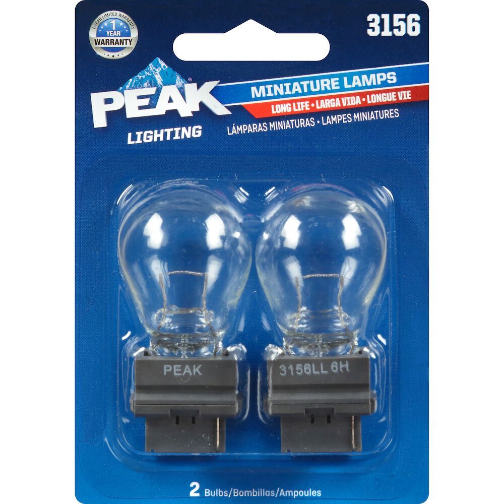 PEAK Long Life Automotive Miniature 3156 Light Bulbs, 2-Pk