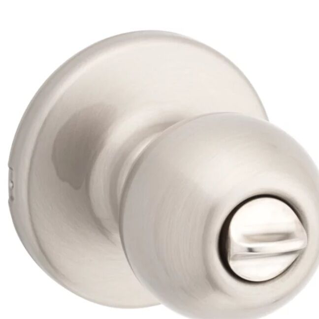 Kwikset Satin Nickel Bed/Bath Polo Door Knob, 2 3/8-In To 2 3/4-In