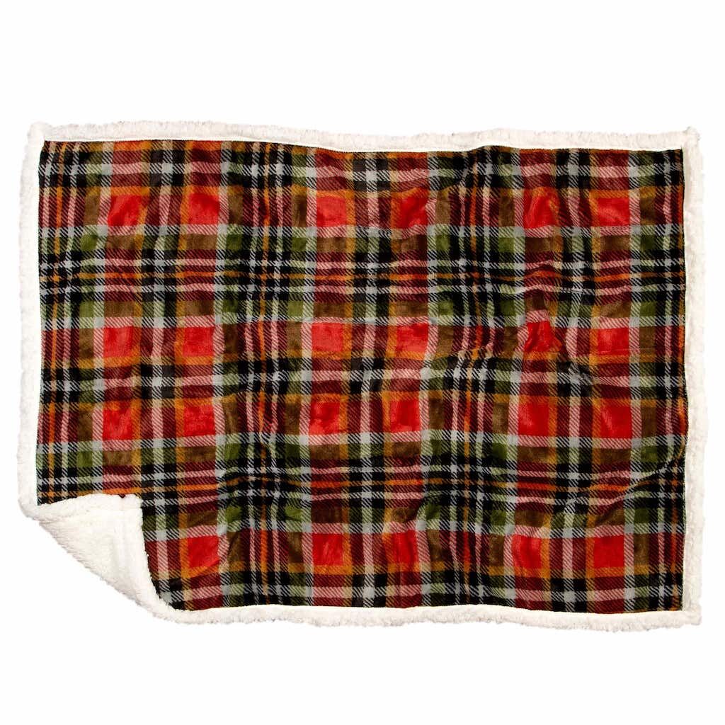 Carsten's Inc. Rust and Sage Plaid Dog Blanket 28-In. x 40-In.