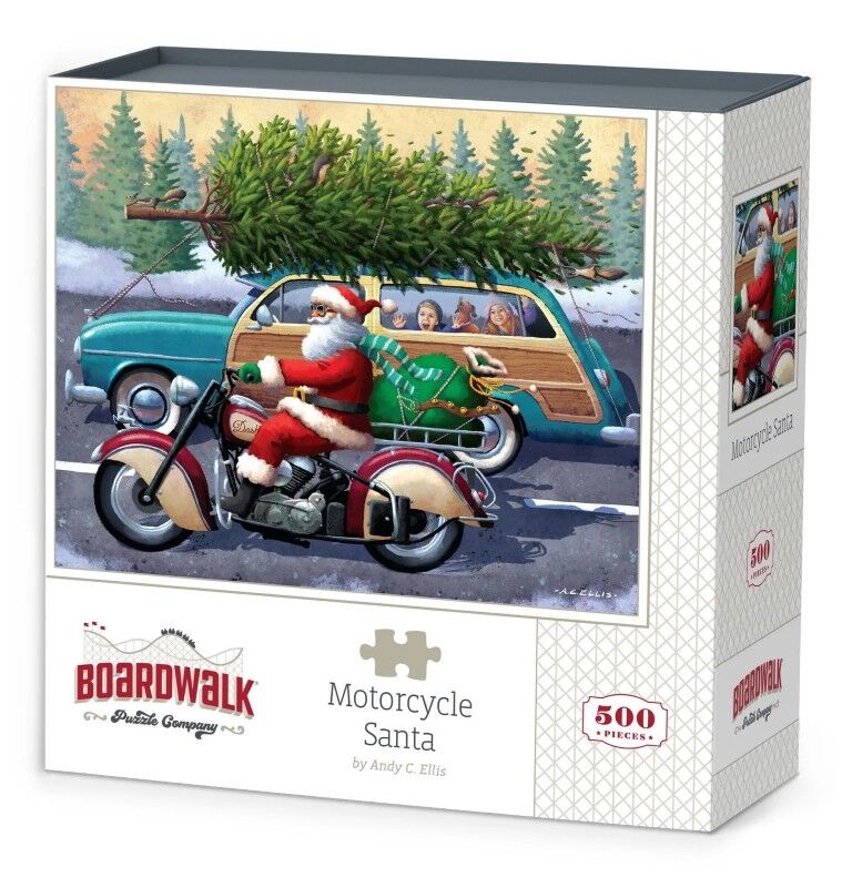 Boardwalk Puzzle Company Motorcycle Santa Puzzle, 500-Pc