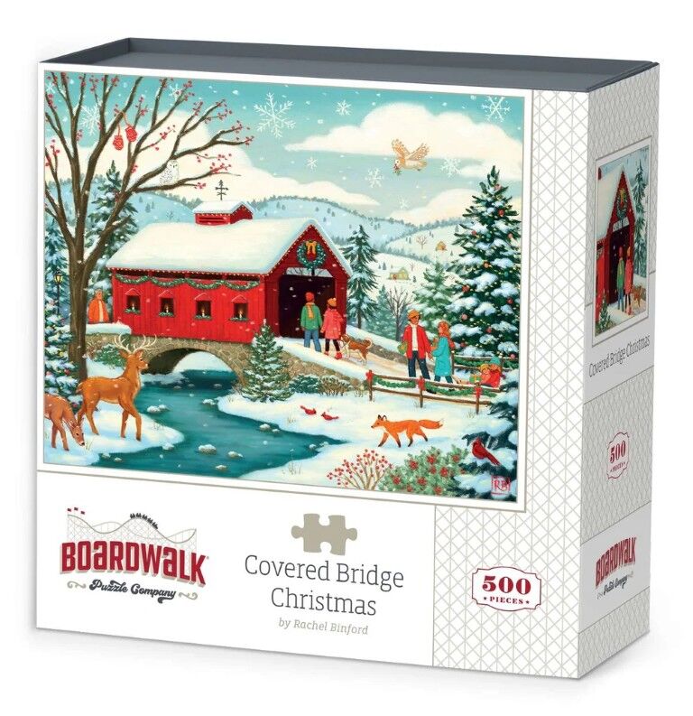 Boardwalk Puzzle Company Covered Bridge Christmas Puzzle, 500-Pc