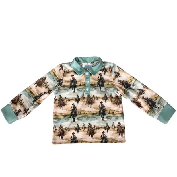 Shea Baby Kids' Sunrise Cowboy Long Sleeve Polo