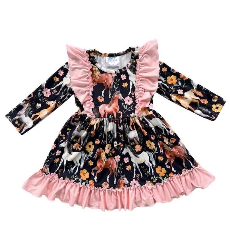 Shea Baby Kids' Horsing Around Ruffle Dress
