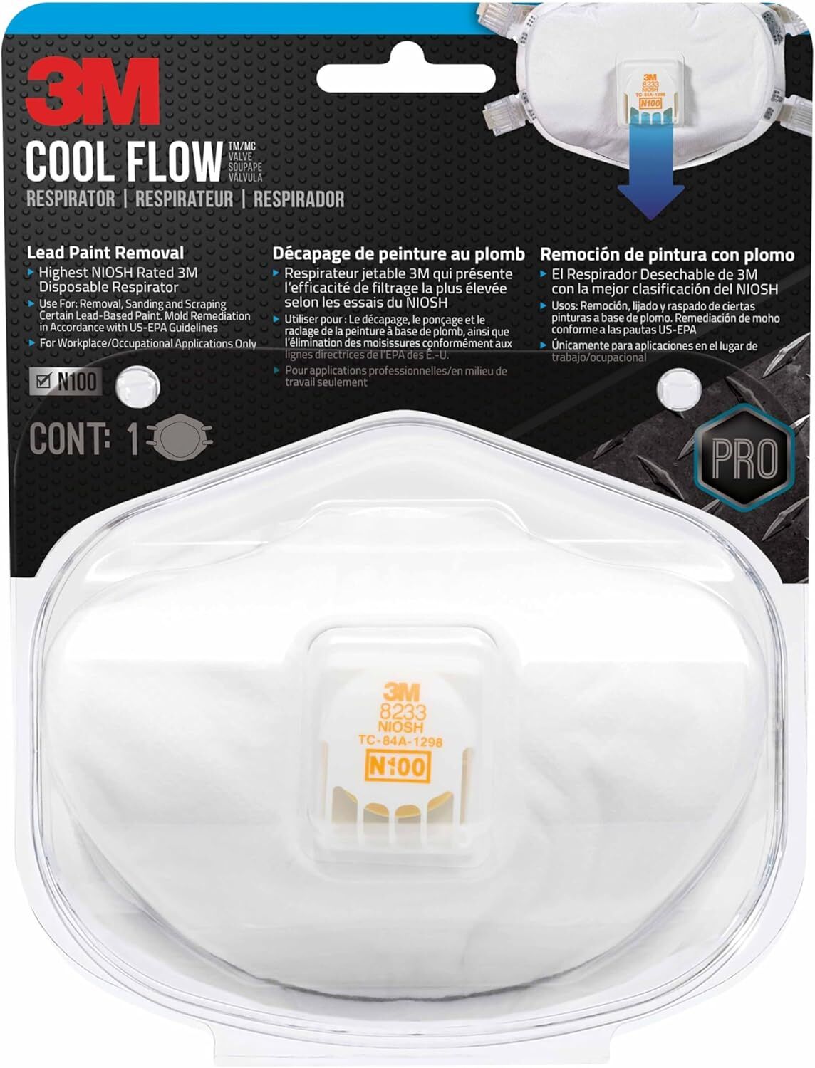 3M Cool Flow N100 Lead Paint Removal Respirator