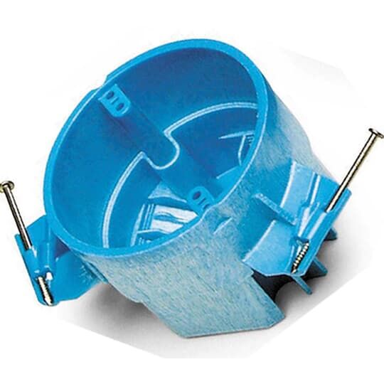 Carlon Blue Non-Metallic Round Ceiling Box, 4-In x 3-In