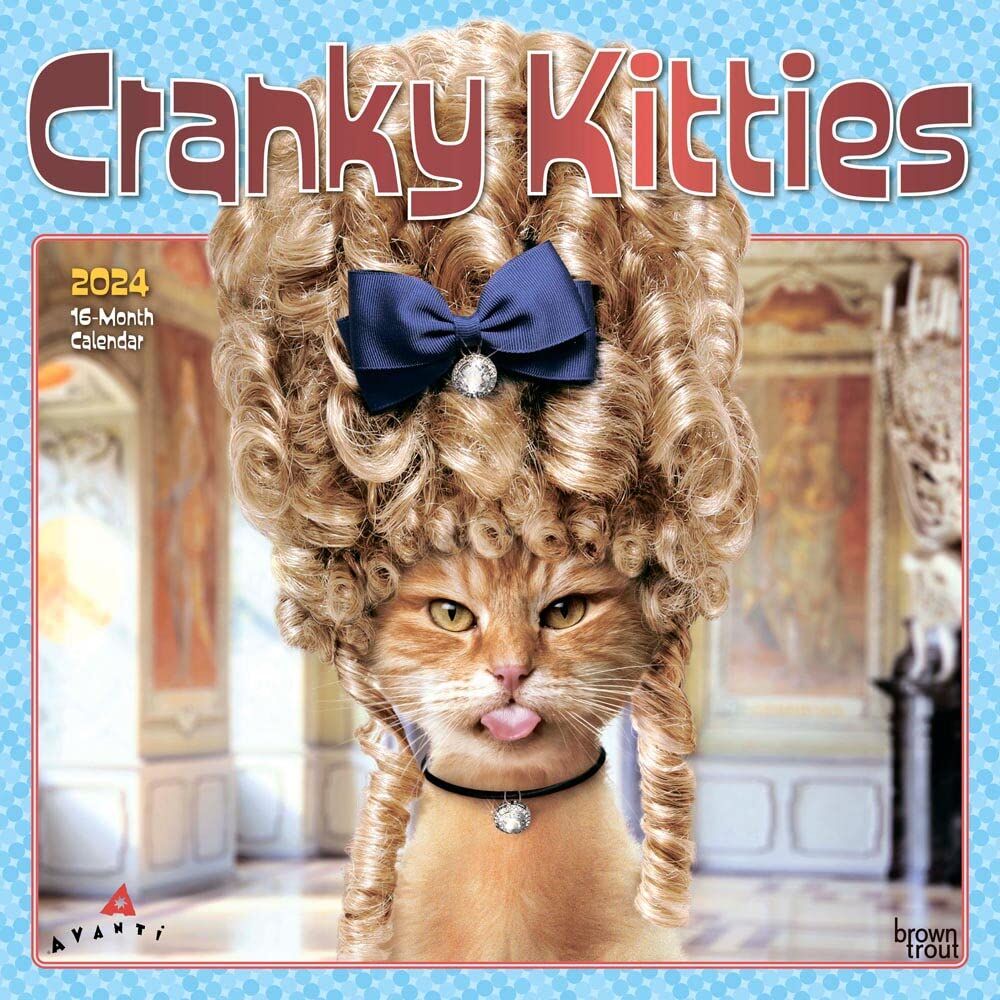 Brown Trout Publisher 2024 Avanti Cranky Kitties Monthly Square Wall Calendar, 12-In x 24-In