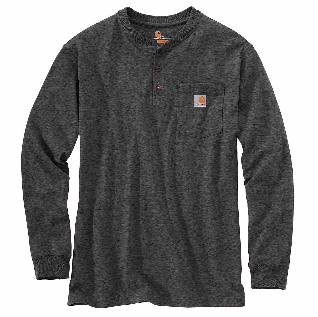 Carhartt Men's Loose Fit Heavyweight Long Sleeve Pocket Henley T-Shirt
