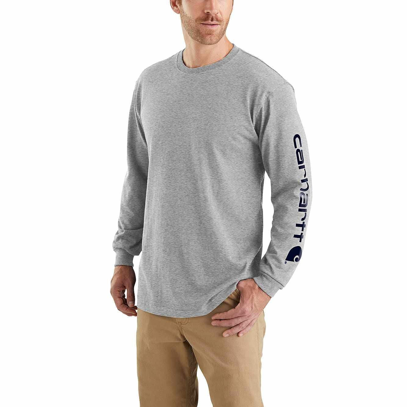 Carhartt Men's Loose Fit Heavyweight Long Sleeve Logo Sleeve Graphic T-Shirt
