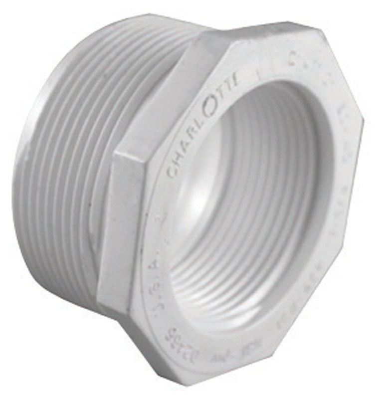 Charlotte Pipe Schedule 40 PVC Reducing Bushing, 2-In MPT X 1 1/4-In FPT