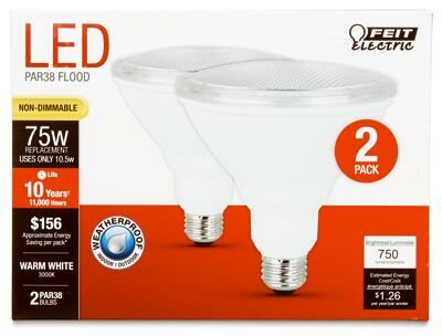 Feit Electric 2 Pack 10.5W Par38 Light Bulb
