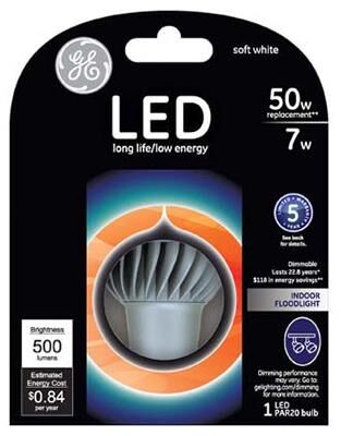 GE PAR20 7 Watt Soft White Dimmable LED Floodlight Bulb