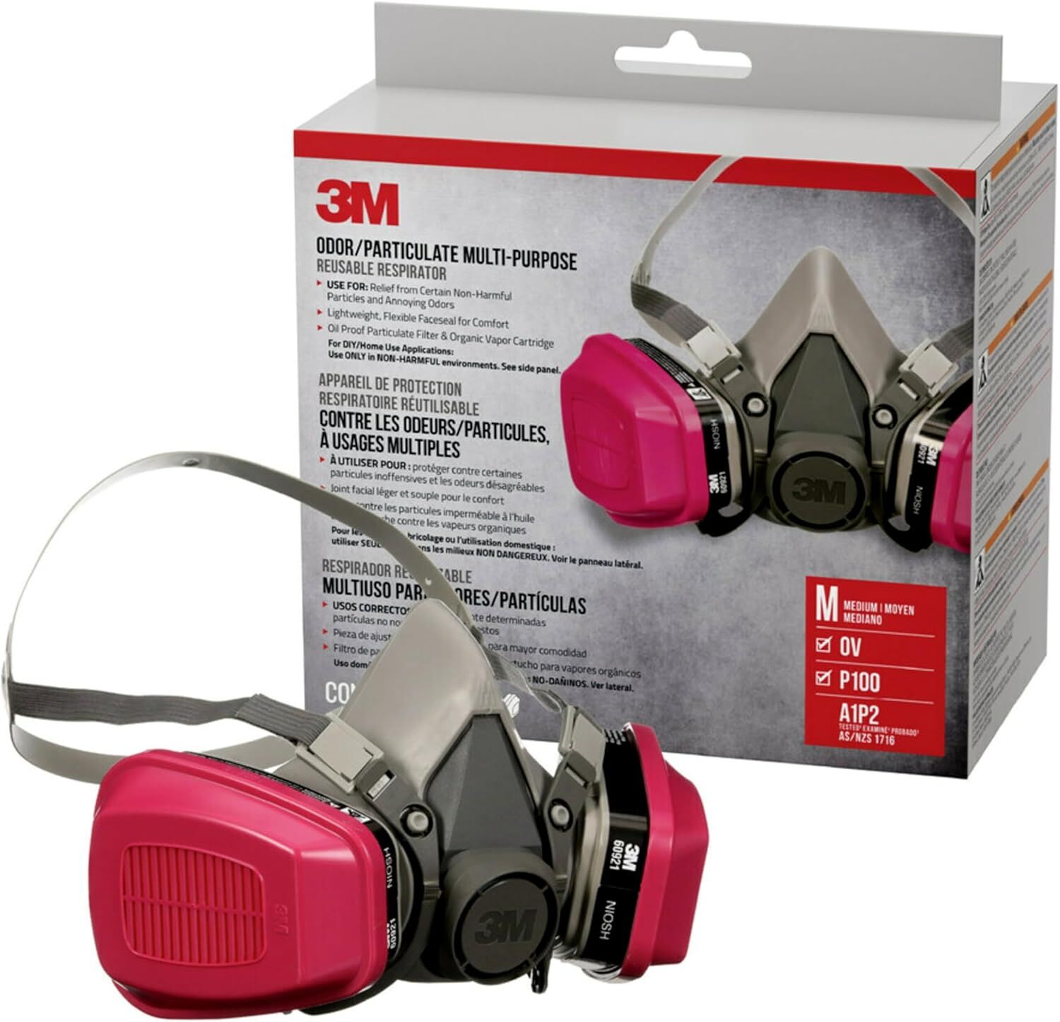 3M P100/OV Odor/Particulate Multi-Purpose Reusable Respirator Medium