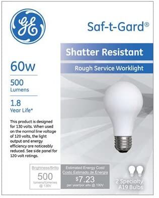 GE Saf-T-Gard 60/53 Watt A19 2-Pack