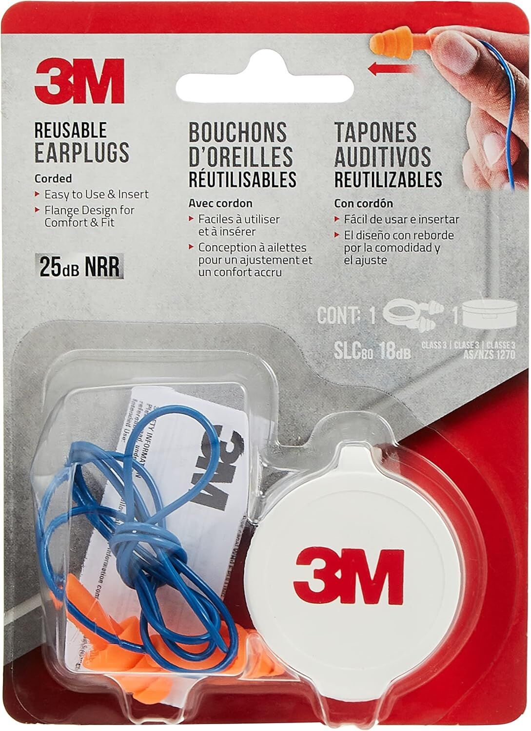 3M Corded Reusable Earplugs