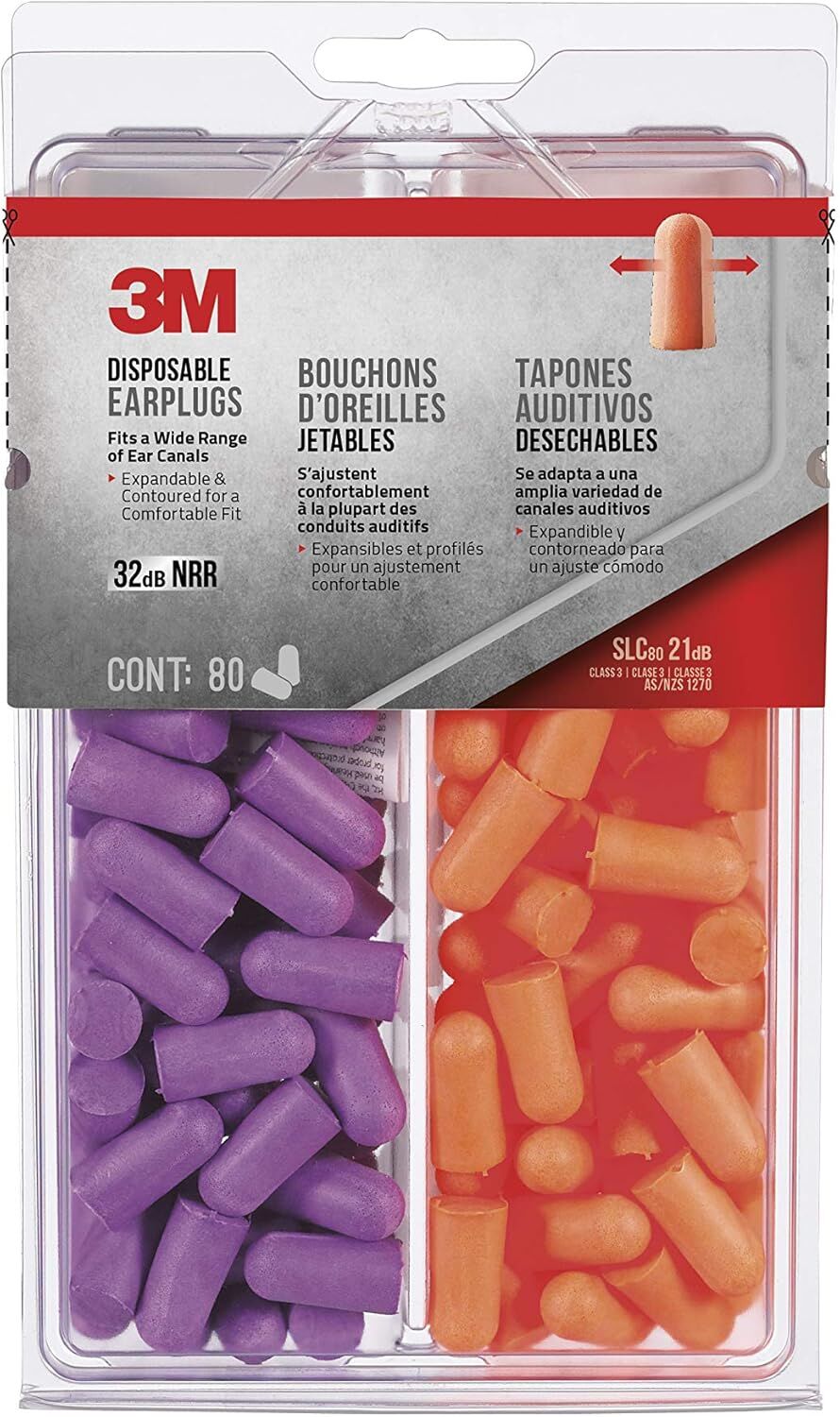 3M Disposable Earplugs 32-dB NRR, 80-Pr