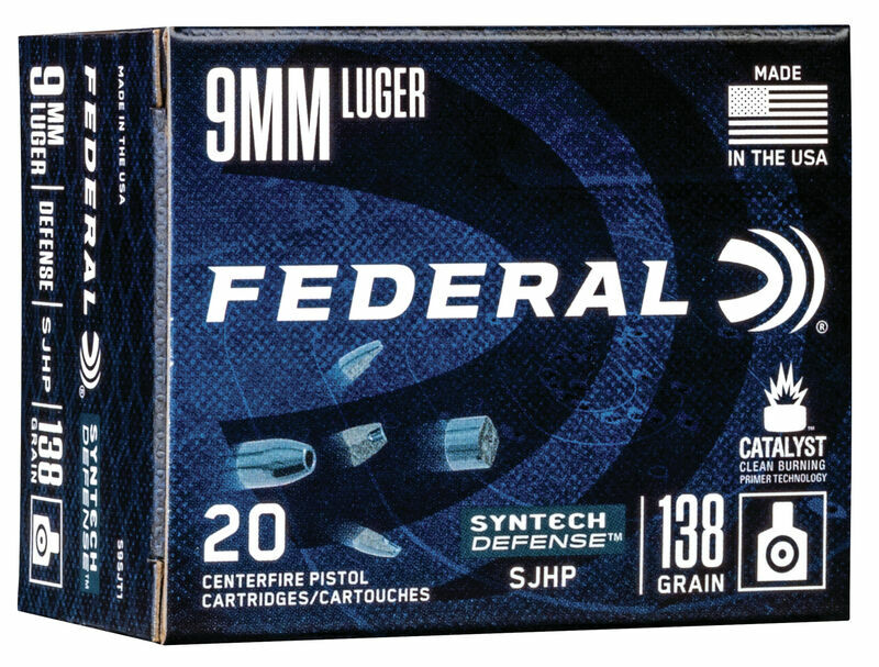 Federal Syntech Defense 9mm, 138 Grain Segmented Hollow Point Pistol Ammo, 20-Rd