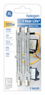 GE Quartz Line 300-W Halogen Heavy-Duty Lamps, 2-Pk