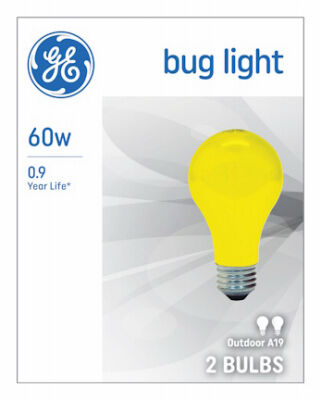 GE Yellow 60 Watt Bug Lights, 2-Pk