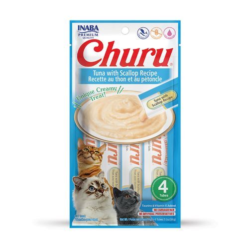 Inaba Churu Tuna with Scallop Recipe Cat Treats, 4-Pk