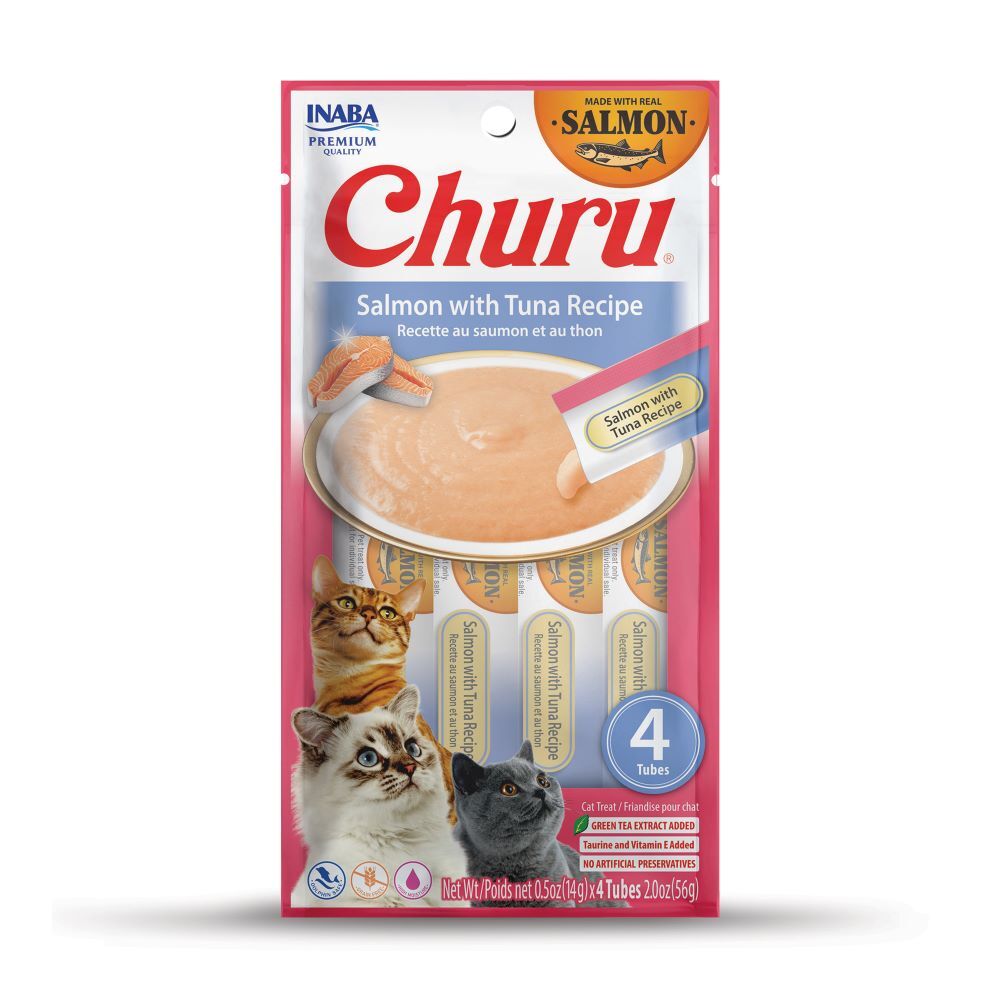 Inaba Churu Salmon with Tuna Recipe Cat Treats, 4-Pk