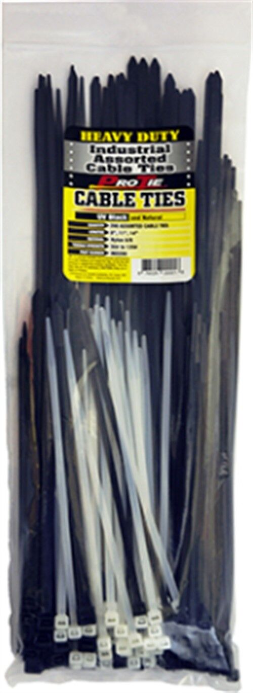 Pro Tie Industrial Cable Tie Assortment, 200-Pk