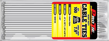 Pro Tie Natural Heavy Duty 120-Lb Tensile Strength  14.5-In Cable Ties, 100-PK