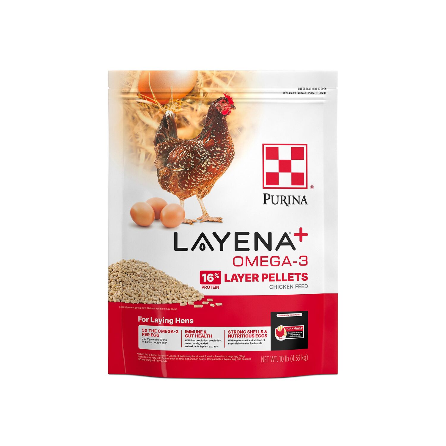 Purina Layena + Omega-3 16% Layer Hen Feed, 10-Lb