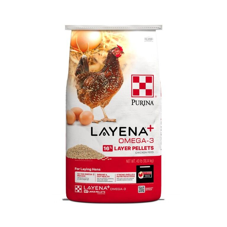 Purina Layena + Omega-3 16% Layer Hen Feed, 40-Lb